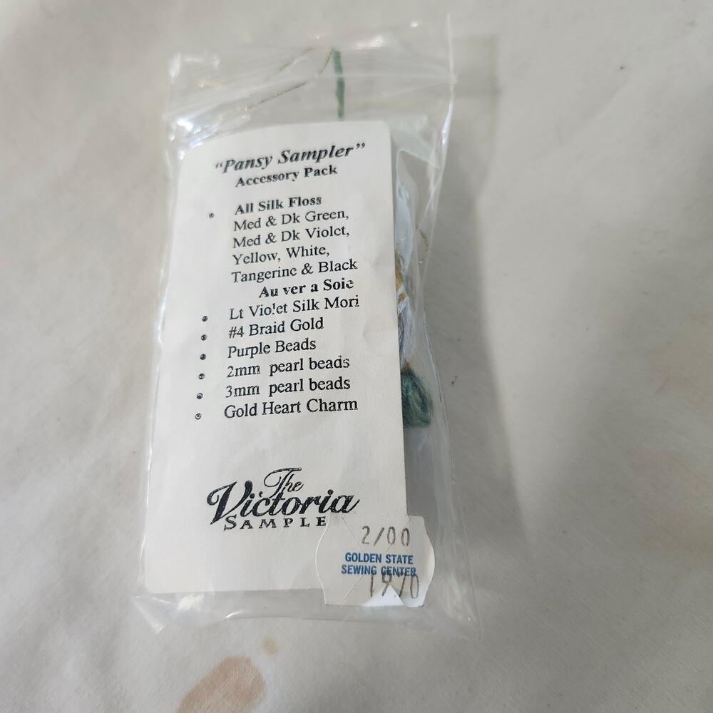 Pansy Sampler Accessory Pack Victoria Sampler Floss Beads Charm B9